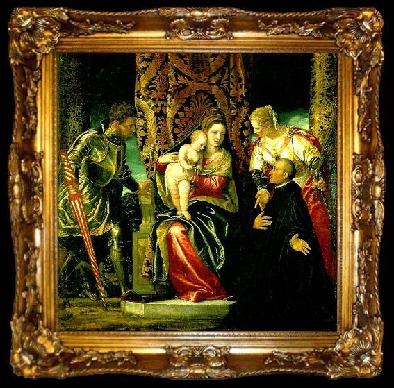 framed  Paolo  Veronese virgin and child with sts george justina and a donor, ta009-2